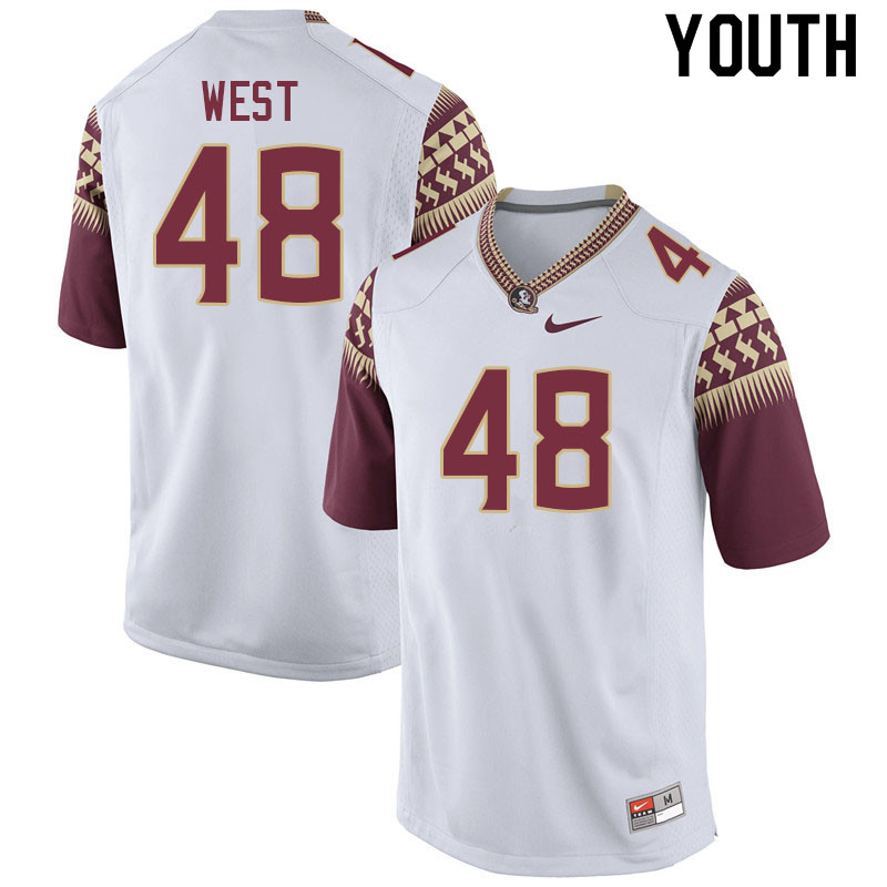 Youth #48 Jackson West Florida State Seminoles College Football Jerseys Sale-White
